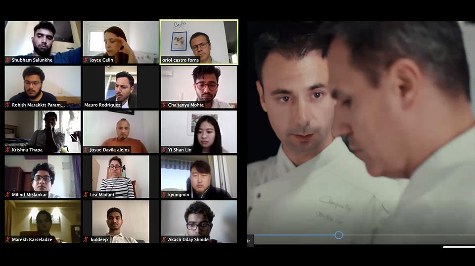 El alumnado del Máster en Artes Culinarias y Dirección de Cocina ha asistido a una masterclass online de Oriol Castro, chef del restaurante DISFRUTAR.