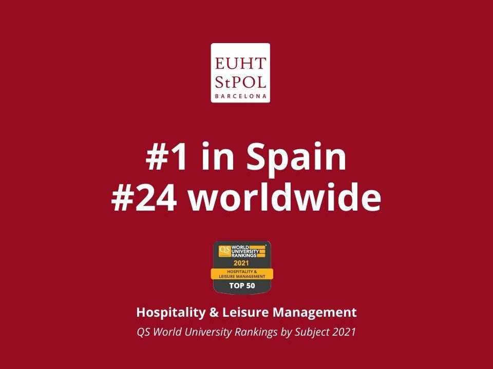 EUHT StPOL consolidates its position as the best university in Spain in Hospitality and Leisure Management