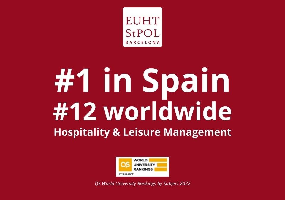 EUHT StPOL, mejor universidad de España en Hotelería y Turismo por quinto año consecutivo