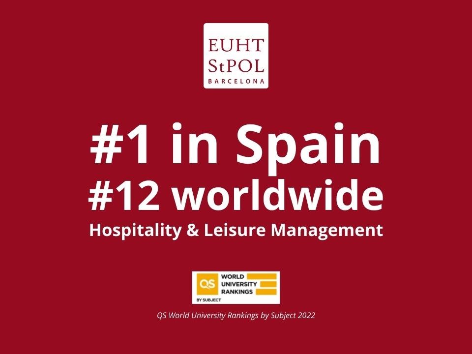 EUHT StPOL, mejor universidad de España en Hotelería y Turismo por quinto año consecutivo